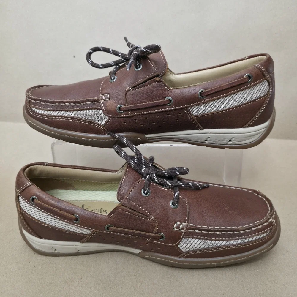 Johnston & Murphy (Sz 8.5 M) Brown Leather Boat Shoes Water Resistant Drainage